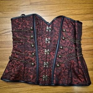 Charmian Red Lace Steampunk Corset Size XXL
